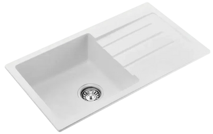 Fomos Sink 770 x 440mm - Single Bowl w/ Drainer - White