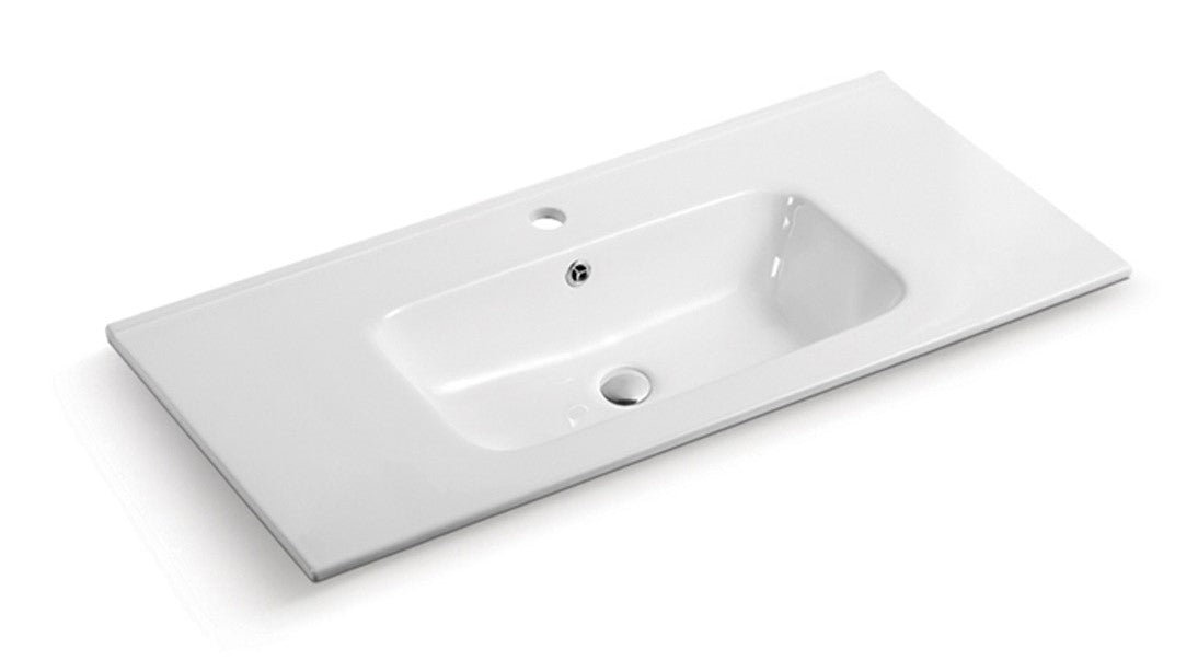 1200mm Olivia Ceramic Top Double Bowl - Gloss White