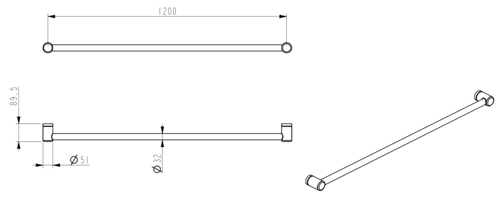 DDA 1200mm - Straight Grab Rail - Dusk Bronze