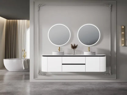 1500mm  Devito Wall Hung PVC Cabinet - Matt Black & White - Cabinet Only