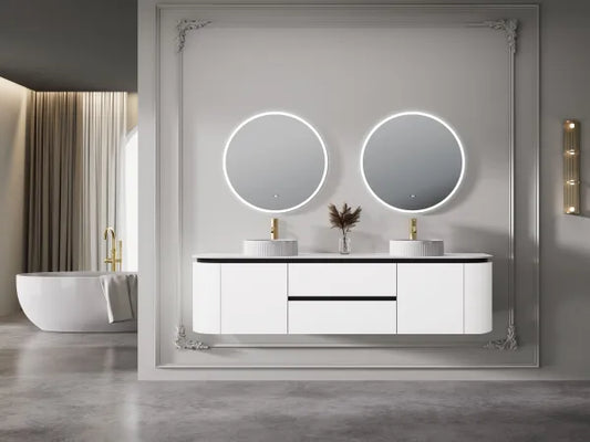 1500mm  Devito Wall Hung PVC Cabinet - Matt Black & White - Cabinet Only