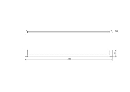 Dotti 800mm Single Towel Rail - Chrome