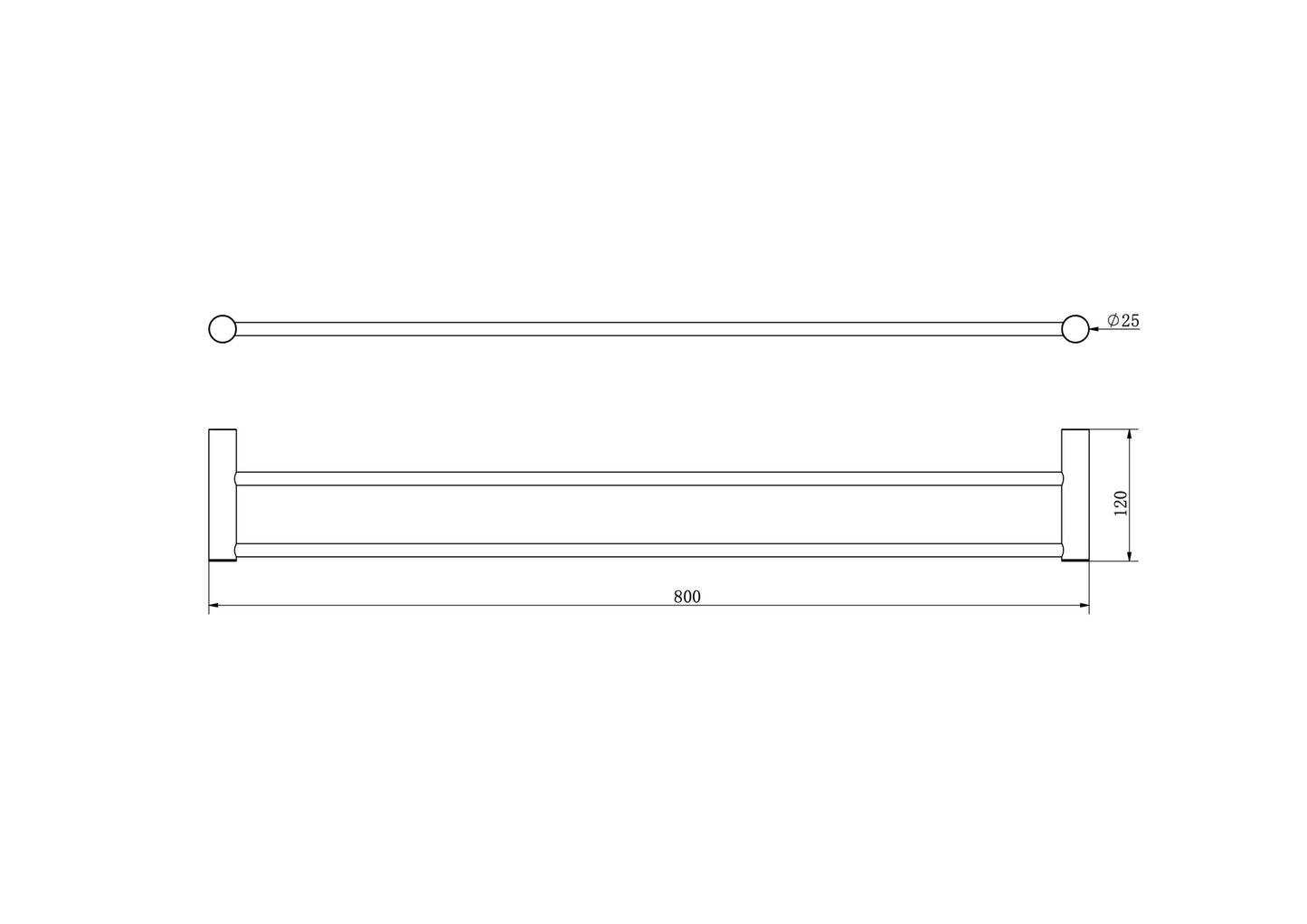 Dotti 800mm Double Towel Rail - Aged Bronze