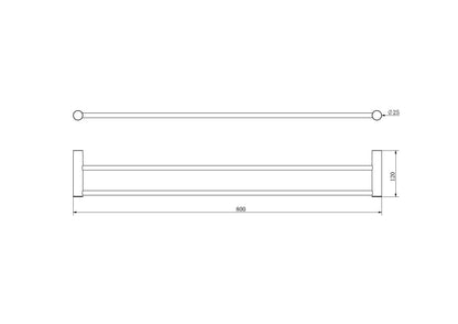 Dotti 800mm Double Towel Rail - Chrome