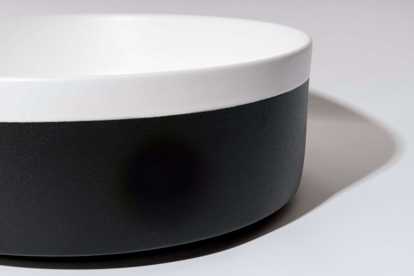 370mm Matte White & Matte Black Round Ceramic Basin | CP-37-MW