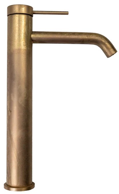 Mica TALL Basin Mixer - Curved Spout - Living Brass