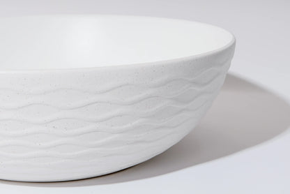 395*395*120mm Polar Textured Exterior Finish with Water Ripes & Matte White Interior Finish Above Counter Basin