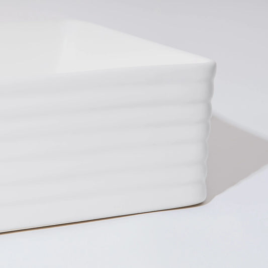 600*340*110mm Matte White with Fluted Design Above Counter Basin