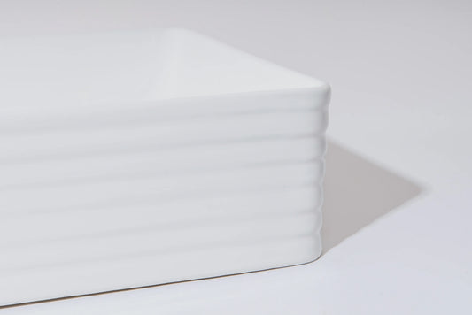 600*340*110mm Gloss White with Fluted Design Above Counter Basin