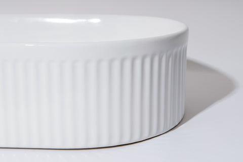 490*310*130mm Gloss White with Fluted Design Above Counter Basin