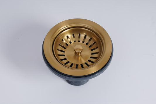 Stainless Steel Basket Waste for Fireclay Sinks - Brushed Gold