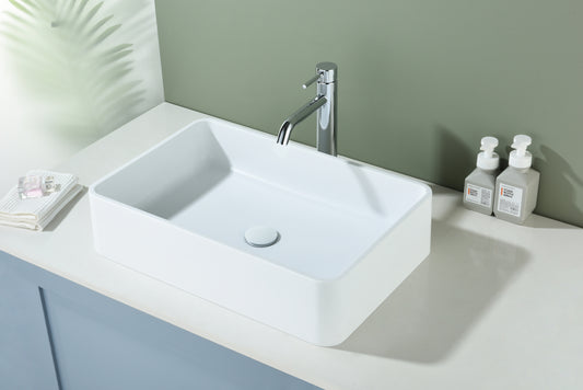 600mmx400mm  Above Counter Basin Quartz - Matte White