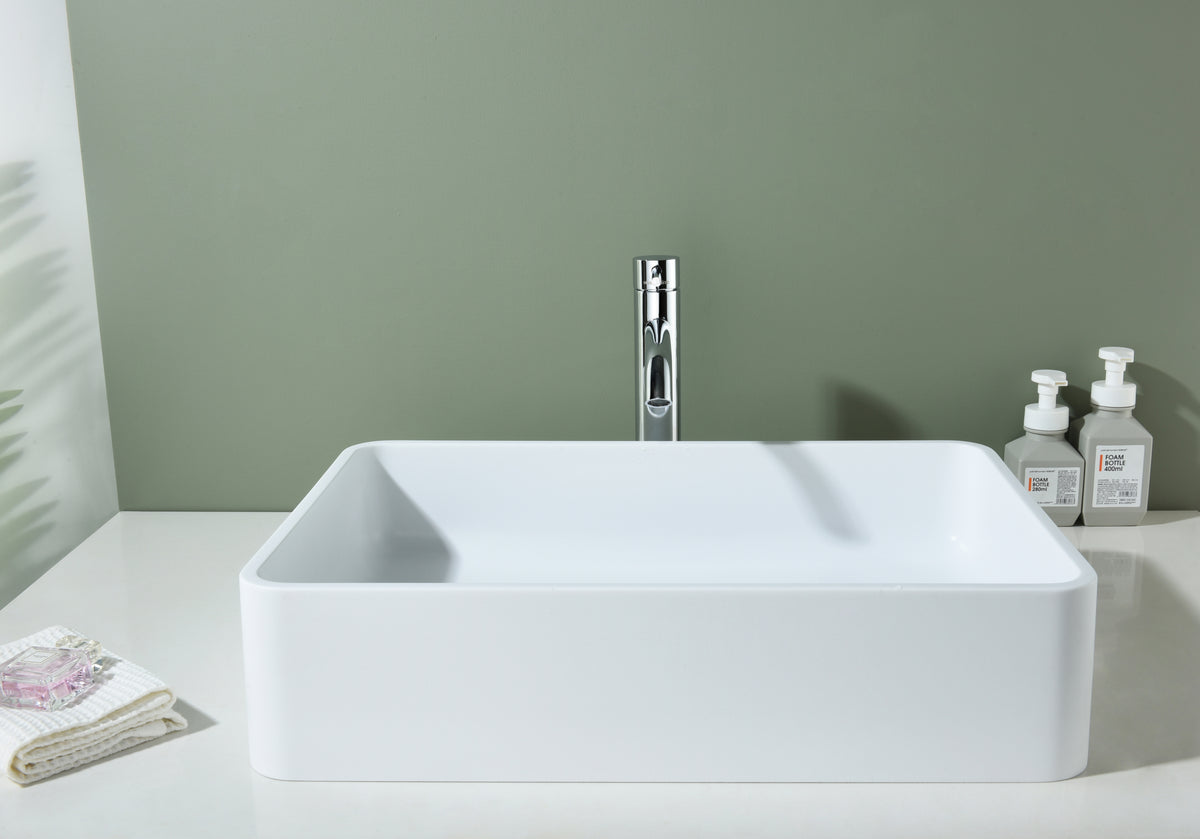 600mmx400mm  Above Counter Basin Quartz - Matte White