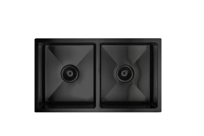 775mm Stainless Steel Kitchen Sink - Double Bowl - Matte Black