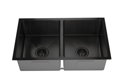 775mm Stainless Steel Kitchen Sink - Double Bowl - Matte Black