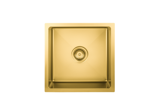 450mm Stainless Steel Kitchen Sink - Single Bowl - Brushed Gold