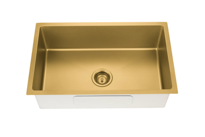 750mm Stainless Steel Kitchen Sink - Single Bowl - Brushed Gold