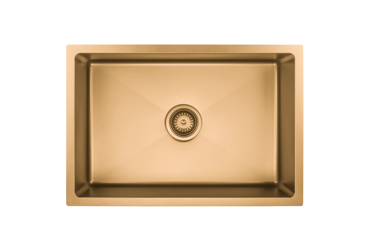660mm Stainless Steel Kitchen Sink - Single Bowl - Brushed Gold