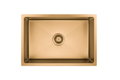 660mm Stainless Steel Kitchen Sink - Single Bowl - Brushed Gold
