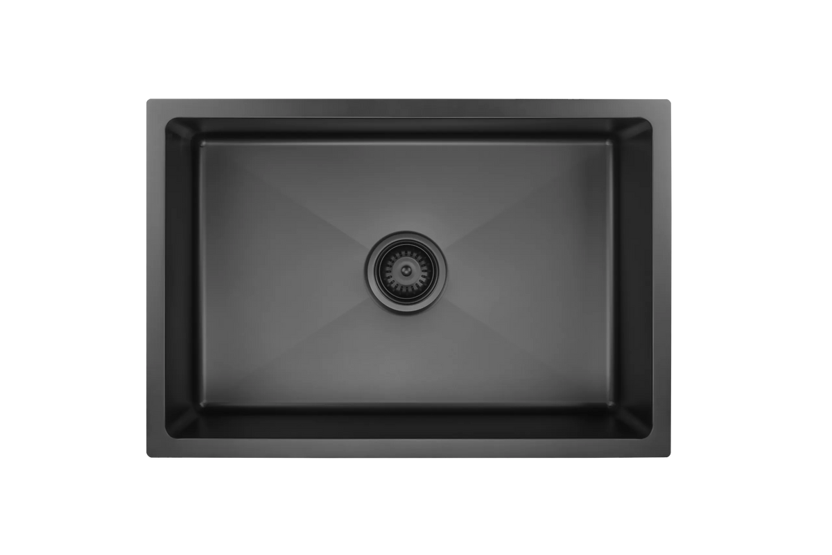 660mm Stainless Steel Kitchen Sink - Single Bowl - Matte Black