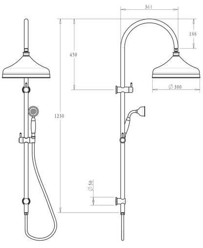 Mica Heritage Dual Shower - French Gold