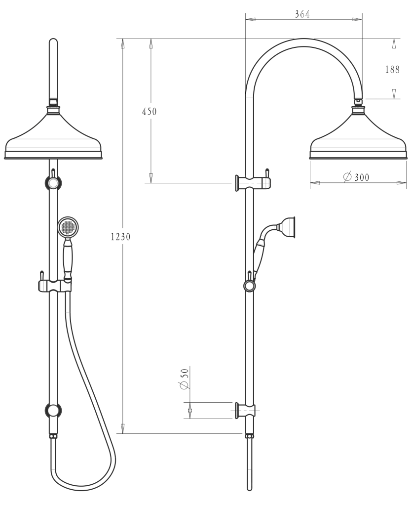 Mica Heritage Dual Shower - Black