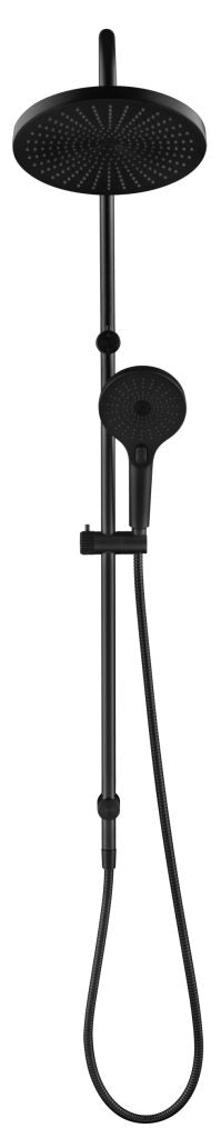 Mica Fluted Gooseneck Dual Shower - Black - (BOM)