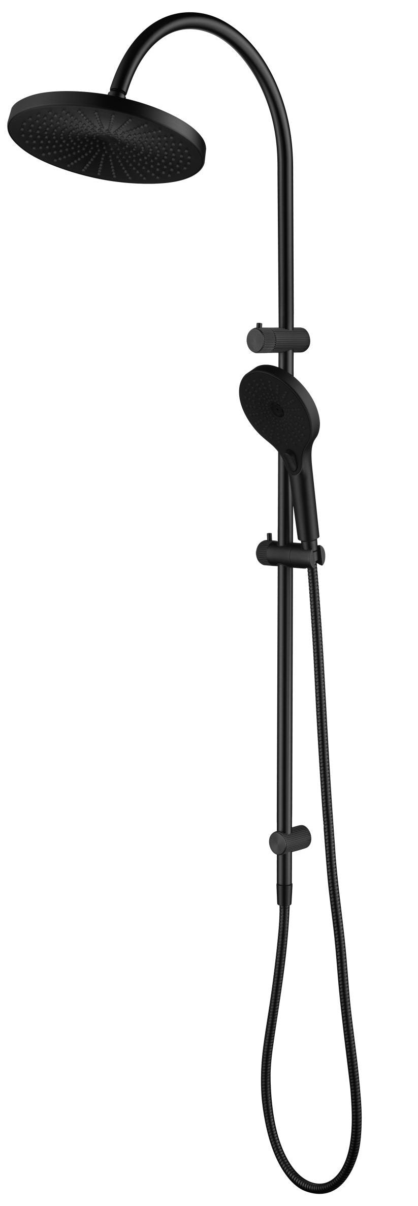Mica Fluted Gooseneck Dual Shower - Black - (BOM)
