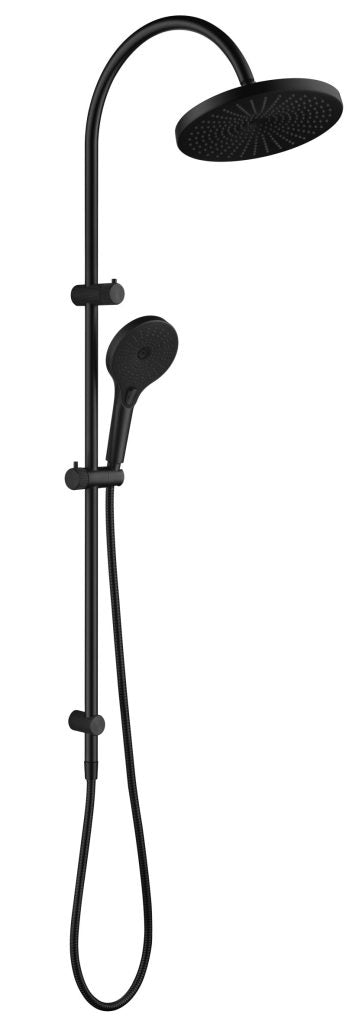 Mica Fluted Gooseneck Dual Shower - Black - (BOM)