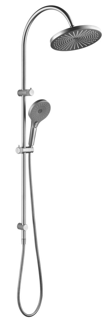 Mica Fluted Gooseneck Dual Shower - Brushed Nickel - (BOM)