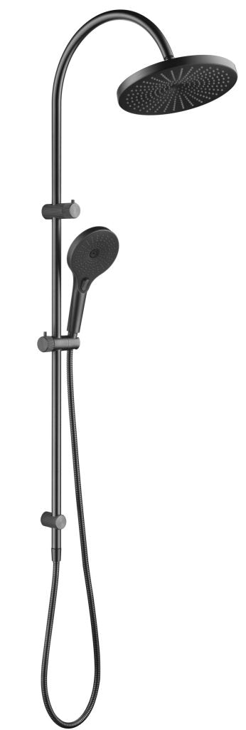 Mica Fluted Gooseneck Dual Shower - Gunmetal - BOM