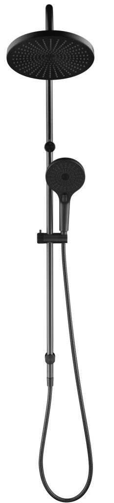 Mica Fluted Gooseneck Dual Shower - Gunmetal - BOM