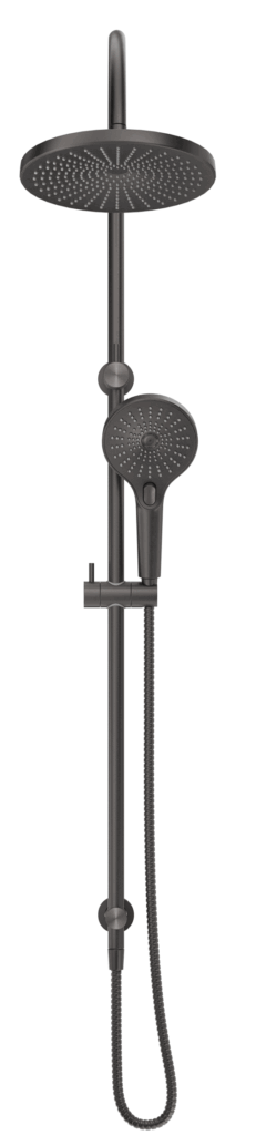 Mica Gooseneck Dual Shower Rail - Gunmetal