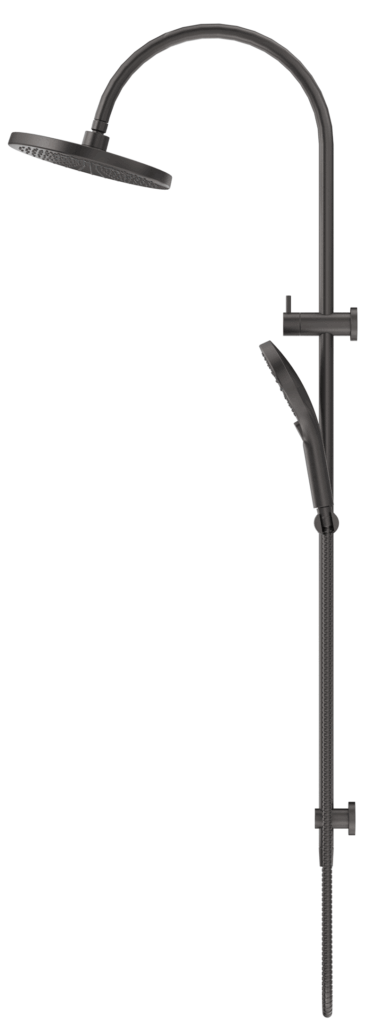 Mica Gooseneck Dual Shower Rail - Gunmetal