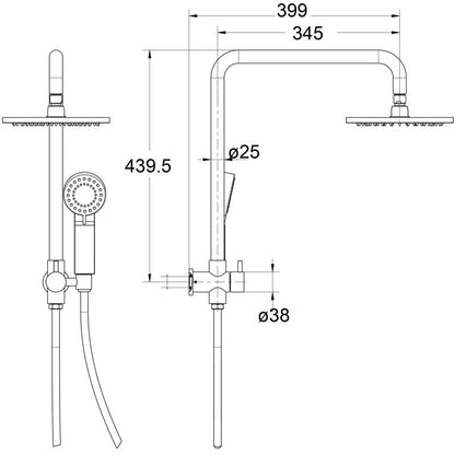 Mica Half-Rail Shower - Round - Black