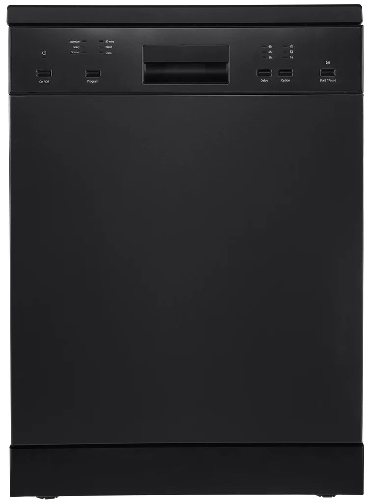 600mm Black Electronic Freestanding Dishwasher - 12 place settings, 4.5 WELS, 3 star energy rating