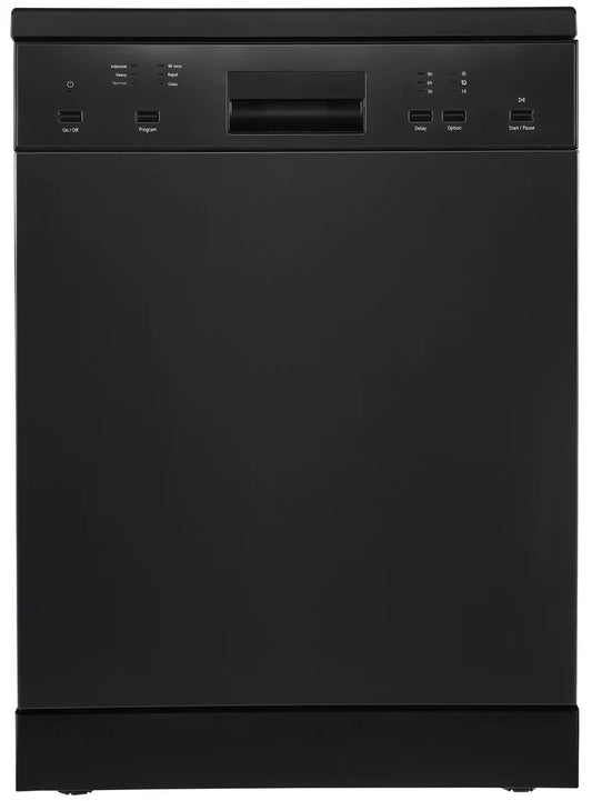 600mm Black Electronic Freestanding Dishwasher - 12 place settings, 4.5 WELS, 3 star energy rating