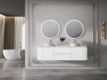 1200mm Devito Wall Hung PVC Single or Double Bowl Cabinet - Matt White - Cabinet Only
