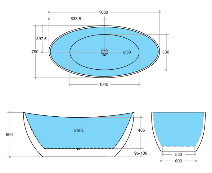 1700mm Freestanding Bathtub - Matte Black & Matte White