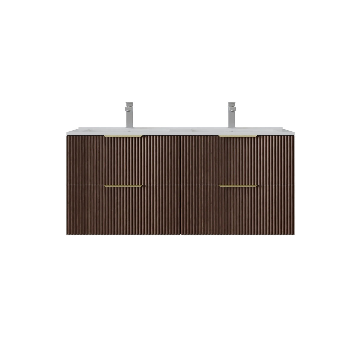 1200mm Edina Fluted Wall Hung Vanity PVC Single/Double Bowl - Cabinet Only - Pwalnut