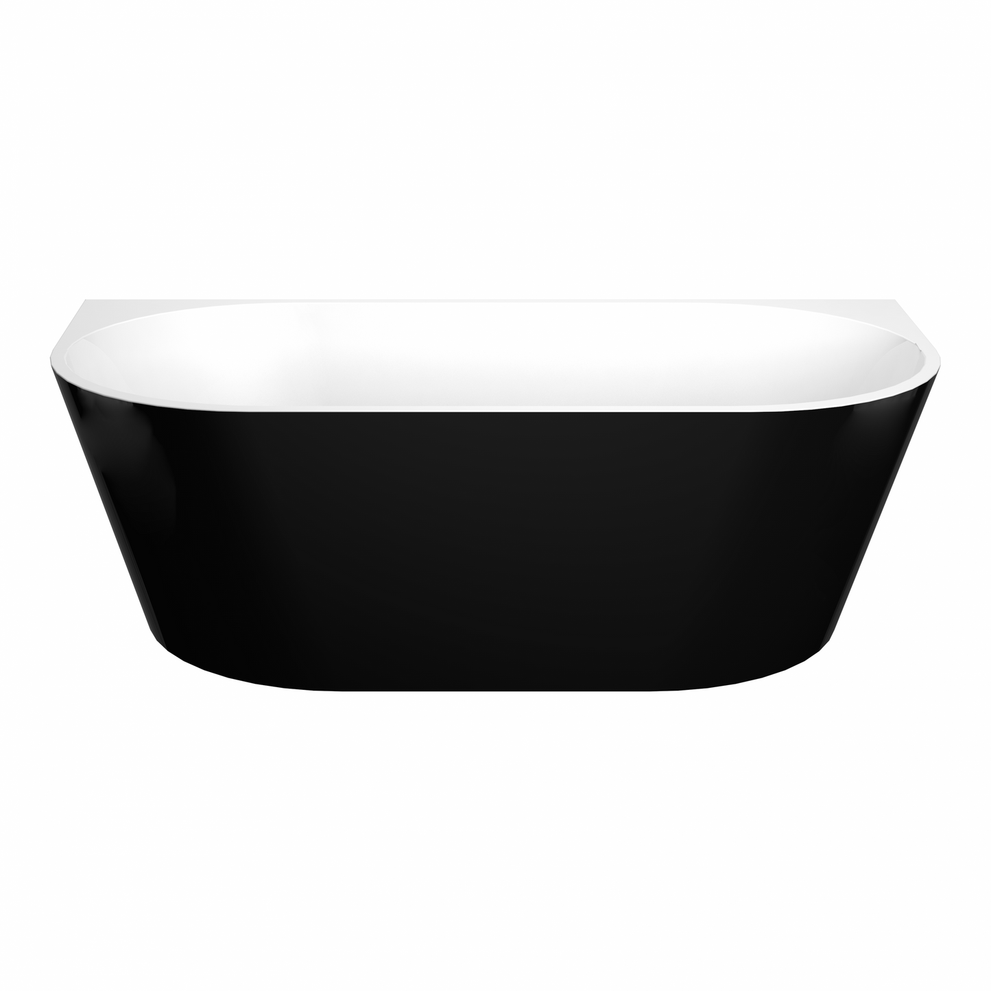 1700mm Elivia Back to Wall Bathtub - No Overflow - Gloss Black & White