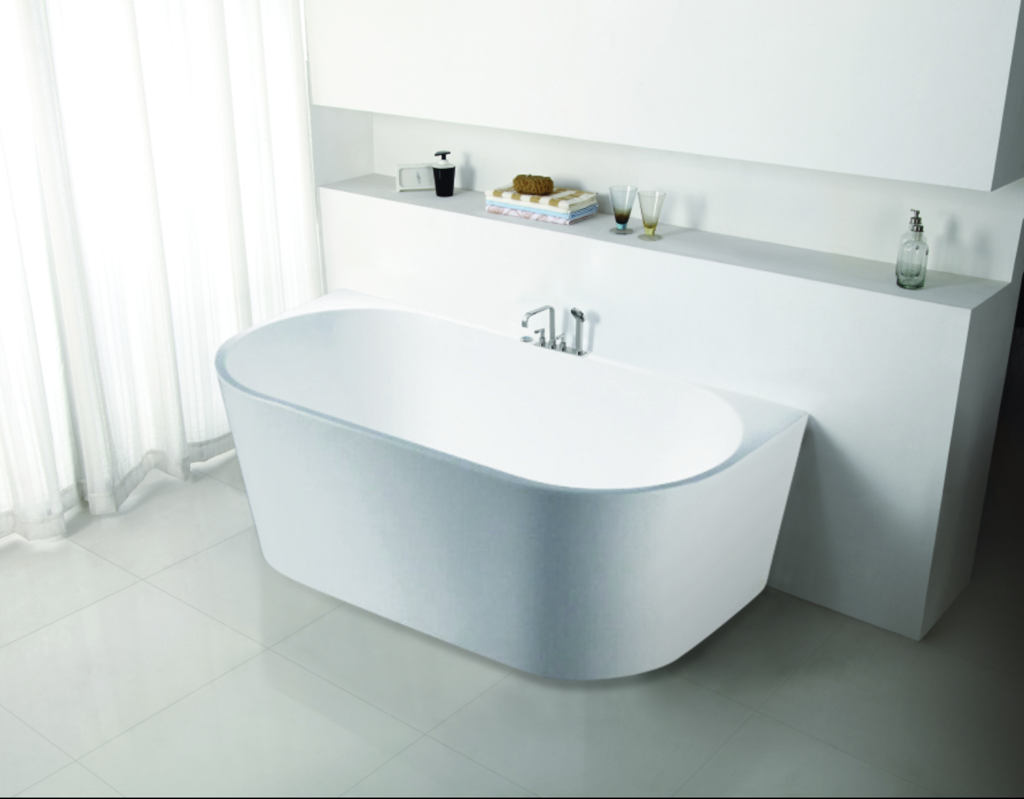 1400mm Elivia Back to Wall Bathtub - Gloss White