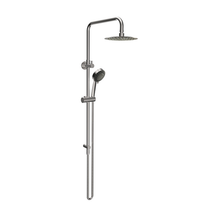 Elle Stainless Steel Twin Shower With Rail - Brushed Stainless
