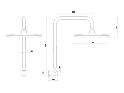 Elle Stainless Steel Gooseneck Shower - Brushed Stainless