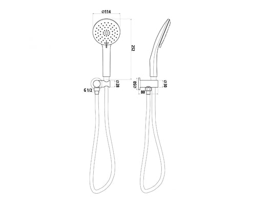 Elle Hand Shower With Wall Bracket Brush Finish - Brushed Stainless