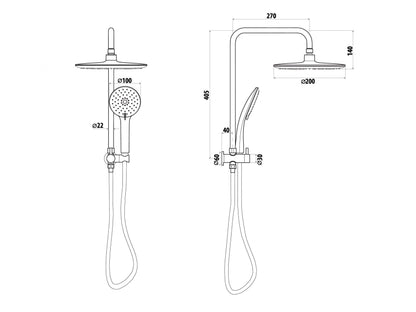 Elle Stainless Steel Twin Shower - Brushed Stainless