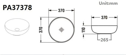 370mmx370mm  Above Counter Basin - Matte White