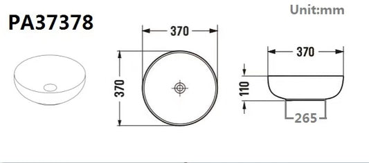 370mmx370mm  Above Counter Basin - Matte White