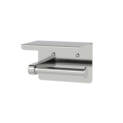 Elle Elite Toilet Roll Holder With Shelf - Brushed Nickel