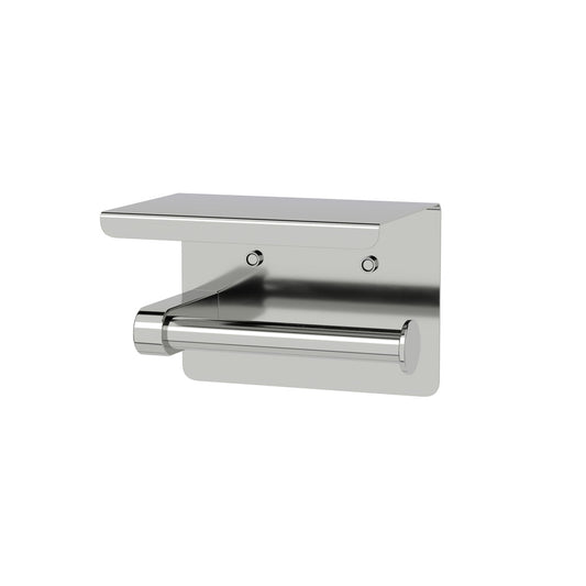 Elle Elite Toilet Roll Holder With Shelf - Brushed Nickel